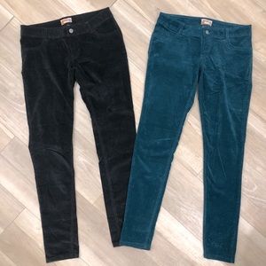 Low rise velvet skinnies